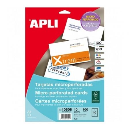 TARJETAS DE VISITA APLI 10608/ 90 X 50.8 MM/ 10 HOJAS