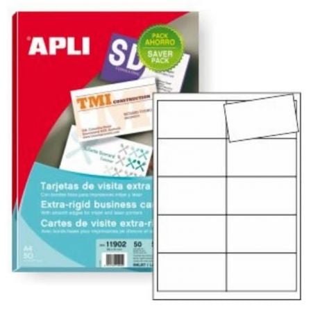 TARJETAS DE VISITA APLI 11902/ 89 X 51 MM/ 50 HOJAS