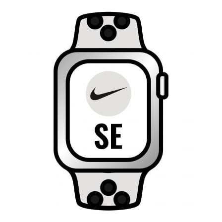 APPLE WATCH SE/ GPS/ 44MM/ CAJA DE ALUMINIO EN PLATA/ CORREA NIKE DEPORTIVA PLATINO PURO Y NEGRO