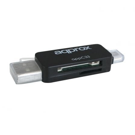 LECTOR DE TARJETAS SD/MICROSD APPROX APPC33 CON FUNCION PENDRIVE - SALIDAS USB/MICROUSB - FUNCION OTG - HASTA 32GB