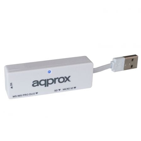 LECTOR DE TARJETAS EXTERNO APPROX APPCR01W BLANCO - SOPORTA MICRO SD/ SD/ MS/MS-PRO/ MS DUO/ M2 - COMPATIBLE WINDOWS 7 / 8 / 10