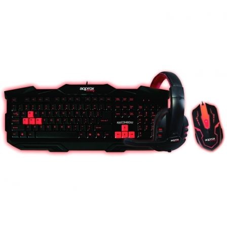 PACK GAMING APPROX APPCOMBOO2 - TECLADO 8 TECLAS GAMING ROJAS + RATON 1100/2400DPI - 4 BOTONES + AURICULAR CON MICROFONO