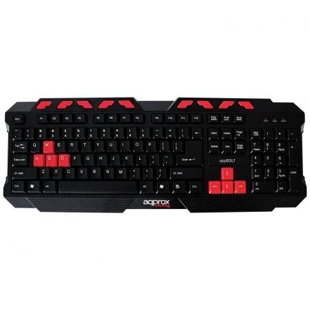 TECLADO GAMING APPROX APPBOLT - PLUG AND PLAY - 9 TECLAS MULTIMEDIA - 8 TECLAS GAMING - CABLE 140CM - USB 2.0