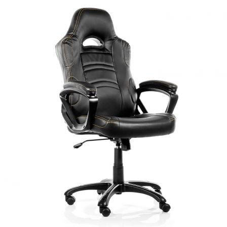 SILLA GAMER AROZZI ENZO NEGRA - ALTURA AJUSTABLE - REPOSABRAZOS ACOLCHADOS - RESPALDO INCLINABLE - 5 RUEDAS - SOPORTA HASTA 95KG