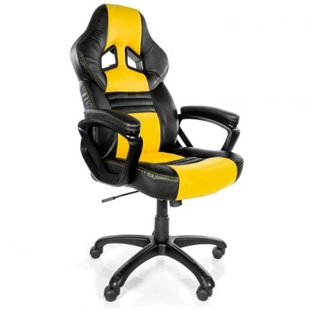 SILLA GAMER AROZZI MONZA AMARILLA - ROTACION GIRATORIA 360 - ACOLCHADO GRUESO - ALTURA AJUSTABLE - ASIENTO ABATIBLE - 5 RUEDAS -