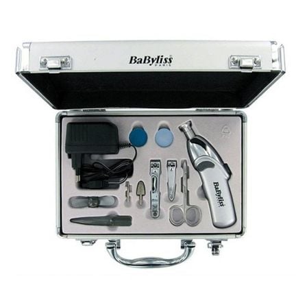 SET DE MANICURA Y PEDICURA BABYLISS 8480E SILVER - USO CON/SIN CABLE - 2 VELOCIDADES - 6 ACCESORIOS - ESTUCHE DE VIAJE