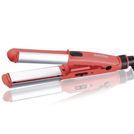 MOLDEADOR DE VIAJE BABYLISS H110E - TECNOLOGIA CERAMICA - 180 - PLACAS CURVAS 2 EN 1 - VOLTAJE 120/240V - COLOR ROJO