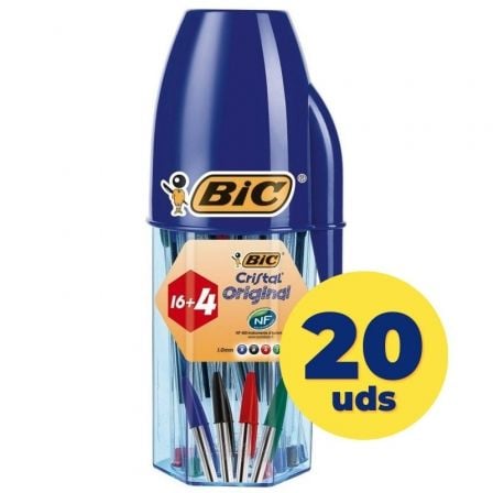 BOLIGRAFOS DE TINTA DE ACEITE BIC CRISTAL ORIGINAL 929081/ 20 UNIDADES/ COLORES SURTIDOS