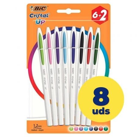 BOLIGRAFOS DE TINTA DE ACEITE BIC CRISTAL UP 949872/ 8 UNIDADES/ COLORES SURTIDOS