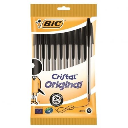 BLISTER DE 10 UNIDADES- BOLI BIC CRISTAL NEGRO - PUNTA 1.0MM