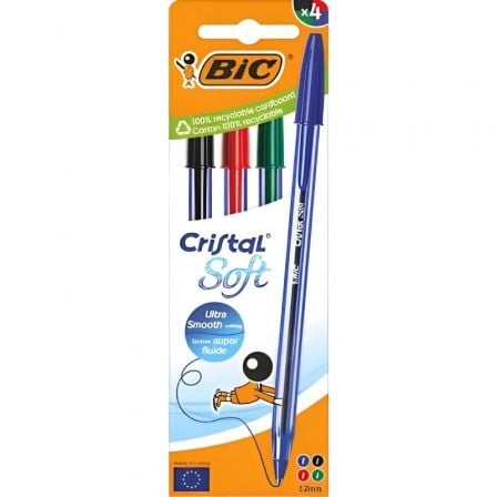 CAJA DE BOLIGRAFOS DE TINTA DE ACEITE BIC CRISTAL ORIGINAL 516343/ 4 UNIDADES/ COLORES SURTIDOS