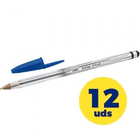 CAJA DE BOLIGRAFOS DE TINTA DE ACEITE BIC CRISTAL STYLUS 926388 PARA PANTALLAS TACTILES/ 12 UNIDADES/ AZULES