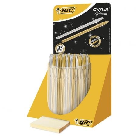 EXPOSITOR BIC CON BOLIS CRISTAL ORO Y PLATA - 40 UNIDADES SURTIDAS