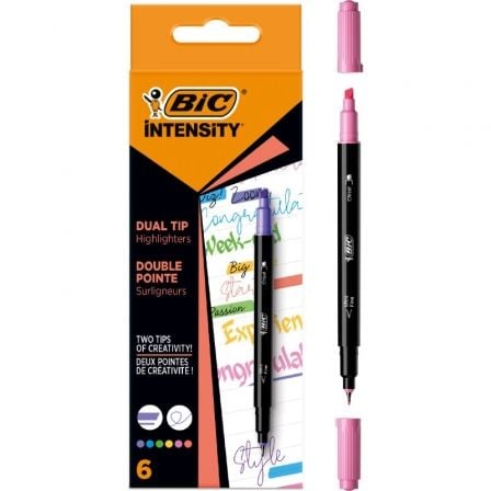 MARCADORES PUNTA BISELADA Y PUNTA FINA BIC INTENSITY DUAL TIP 503828/ COLORES SURTIDOS | Marcadores fluorescentes