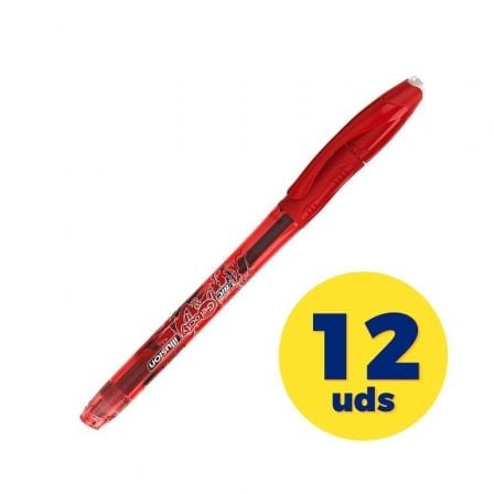 CAJA DE BOLIGRAFOS DE TINTA DE GEL BORRABLE BIC GELOCITY ILUSION 943442/ 12 UNIDADES/ ROJOS