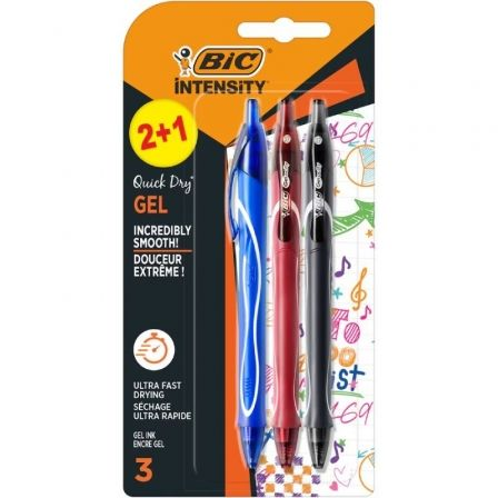 BOLIGRAFO DE TINTA DE GEL RETRACTIL BIC GELOCITY QUICK DRY 972035/ 3 UNIDADES/ SURTIDOS | Bolgrafos