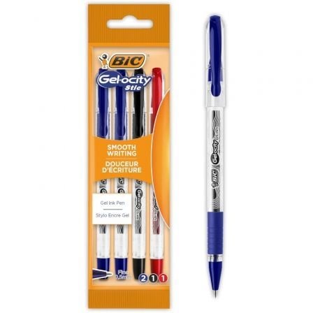 BOLIGRAFOS DE TINTA DE GEL RETRACTIL BIC GELOCITY STIC 992599/ 4 UNIDADES/ SURTIDOS | Bolgrafos