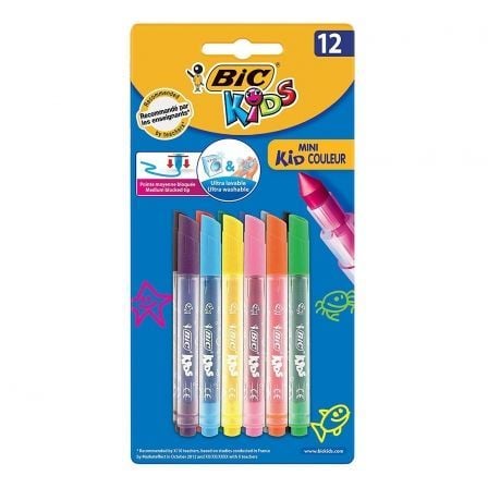 ROTULADORES CAJA 12 BIC  MINI KID COULEUR - TINTA ULTRALAVABLE - COLORES SURTIDOS