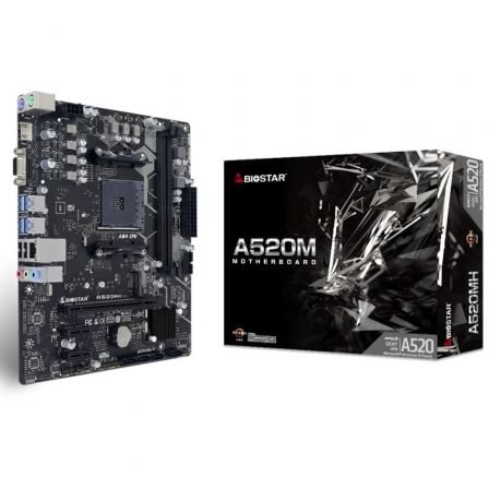 PLACA BASE BIOSTAR A520MH - PARA AMD AM4 RYZEN SEGUN ESPECIFICACIONES - SOCKET AM4 - 2*DIMM DDR4 - VGA - HDMI - MATX