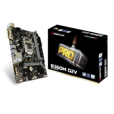 PLACA BASE BIOSTAR B360M D2V - PARA INTEL CORE 8TH/9TH GEN - SKT LGA1151 - CHIPSET B360 - 2*DIMM DDR4 - HDMI - DVI-D - VGA - MAT