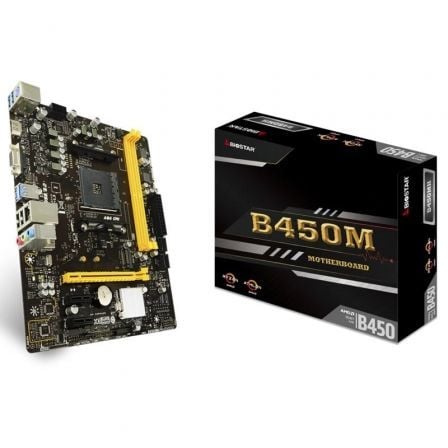 PLACA BASE BIOSTAR B450MH - PARA AMD AM4 RYZEN/ATHLON SEGUN ESPECIFICACIONES - SOCKET AM4 - 2XDIMM DDR4 - VGA - HDMI - MATX