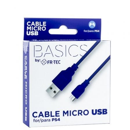 CABLE USB 2.0 FR-TEC FT0018 PARA PS4/ USB MACHO - MICROUSB MACHO/ 3M/ AZUL | Accesorios ps4