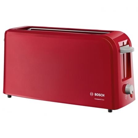 TOSTADOR DE PAN BOSCH COMPACTCLASS TAT3A004 ROJO - 980W - RANURA EXTRA ANCHA - SENSOR ELECTRONICO - AUTOAPAGADO - RECOGECABLES