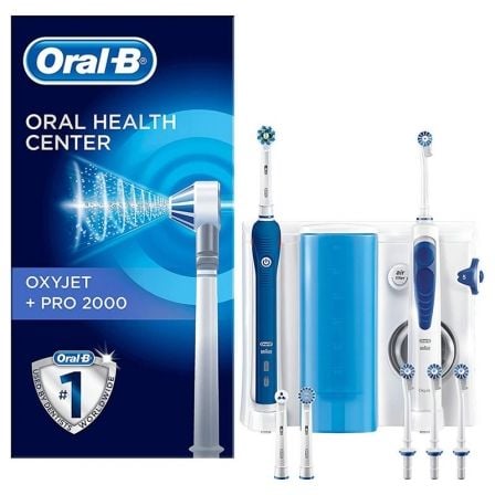 ESTACION DE CUIDADO BUCAL ORAL-B PRO 2000 - IRRIGADOR OXYJET + MANGO CEPILLO ELECTRICO + 4 CABEZALES OXYJET + 3 CABEZALES RECAMB