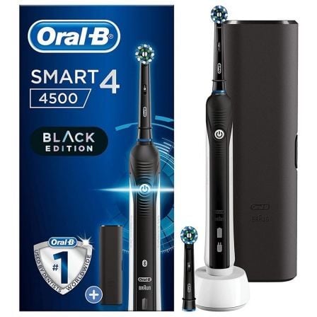 CEPILLO DENTAL BRAUN ORAL-B SMART 4 4500 BLACK EDITION - CABEZAL REDONDEADO - SENSOR DE PRESION - TEMPORIZADOR - 2 CABEZALES - F