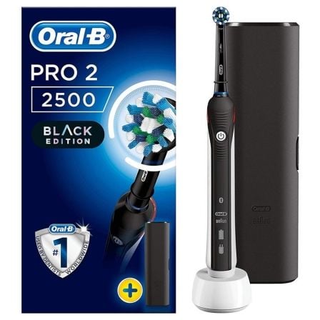 CEPILLO DENTAL BRAUN ORAL-B PRO-2 2500 BLACK EDITION - TECNOLOGIA 3D - LIMPIEZA DIARIA+CUIDADO ENCIAS - BATERIA - ESTUCHE DE VIA