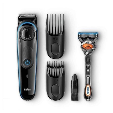 AFEITADORA RECORTADORA BRAUN BEARD TRIMMER BT3040 NEGRO - 2 ACCESORIOS CORTE PARA 39 AJUSTES DE LONGITUD - LAVABLE - BATERIA