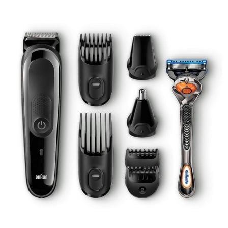 AFEITADORA BARBERO BRAUN MULTI GROOMER MGK-3060 - 8 ACCESORIOS - 13 AJUSTES DE LONGITUD PARA RECORTAR BARBA - LAVABLE