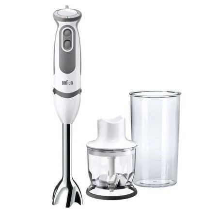 BATIDORA BRAUN MQ 5020 WH PASTA - 750W - EJE DESMONTABLE - CUCHILLAS ACERO INOXIDABLE - VASO + PICADORA 350ML - BLANCO