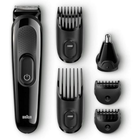 KIT AFEITADO BRAUN MULTI GROOMING 6 EN 1 MGK3020 - 13 AJUSTES A INTERVALOS DE 2MM - CUCHILLAS AFILADAS - RECORTE PELOS NARIZ/ORE