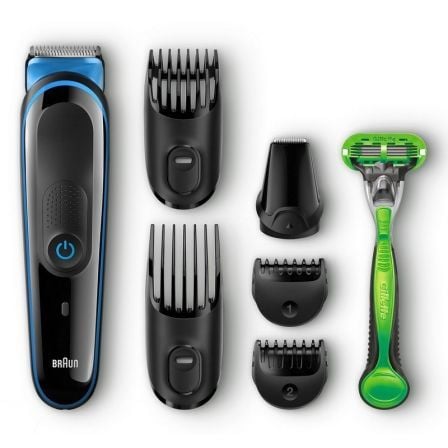 KIT AFEITADO BRAUN MGK 3040 - 13 AJUSTES DE LONGITUD - 4 PEINES - AUTONOMIA 60MIN - INCLUYE MAQUINILLA GILLETE BODY