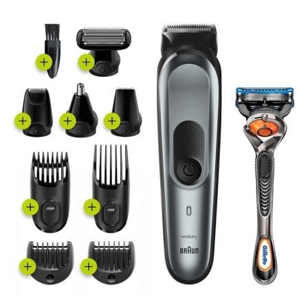 KIT AFEITADO BRAUN 10 EN 1 MGK 7221 - CORTE DE PELO / RECORTE BARBA / PELO FACIAL / DEPILACION CORPORAL - WATERPROOF - BAT. LITI