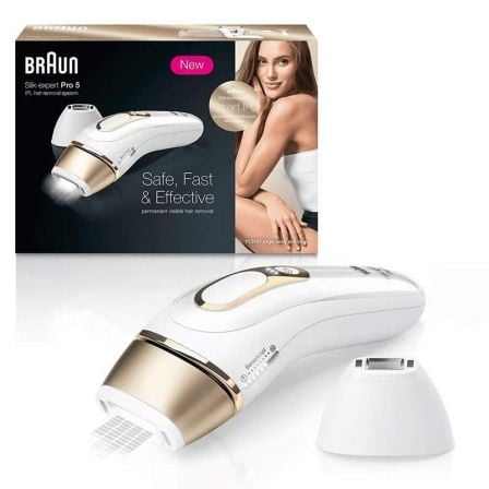 DEPILADORA BRAUN SILK-EXPERT PL5137 PRO 5 - TECNOLOGIA LUZ PULSADA - SMART IPL - 10 NIVELES INTENSIDAD - SENSOR TONO PIEL SENSOA