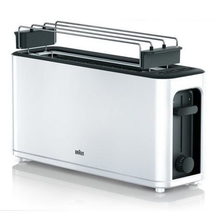 TOSTADOR DE PAN BRAUN PUREASE HT 3100 - 1000W - 1 RANURA EXTRA ANCHA - FUNCION DESCONGELADO / RECALENTAMIENTO - BLANCO