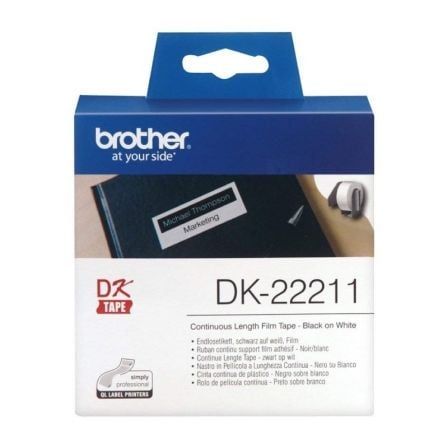 CINTA CONTINUA DE PELICULA PLASTICA BROTHER DK22211 - BLANCO - ANCHURA 29MM - BOBINA 15.24M