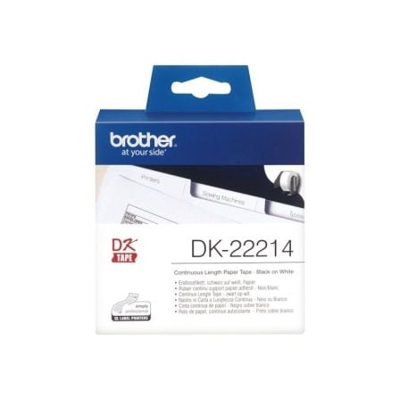 CINTA CONTINUA DE PAPEL TERMICO BROTHER DK22214 - ANCHURA 12MM - BOBINA 30.48M