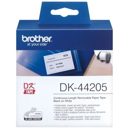 CINTA DE PAPEL REMOVIBLE BROTHER DK44205 6.2CM X 30.48M PARA BROTHER QL500/QL550/QL650TD