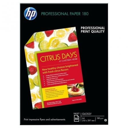 PAPEL SATINADO PROFESIONAL HP C6818A - 210X297MM - 50 HOJAS - 180G/M2