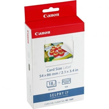 MULTIPACK CANON KC-18IF CARTUCHO TINTA COLOR + PAPEL FOTOGRAFICO 54X86MM - 18 HOJAS - COMPATIBILIDAD SEGUN CARACTERISTICAS