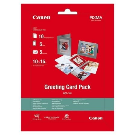 PAPEL FOTOGRAFICO CANON GCP-101 GREETING CARD PACK -10 HOJAS PAPEL FOTOGRAFICO 10*15CM - 5 TARJETAS DE FELICITACION - 5 SOBRES