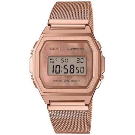 RELOJ DIGITAL CASIO VINTAGE ICONIC A1000MPG-9EF/ 39MM/ ROSA DORADO | Relojes digitales