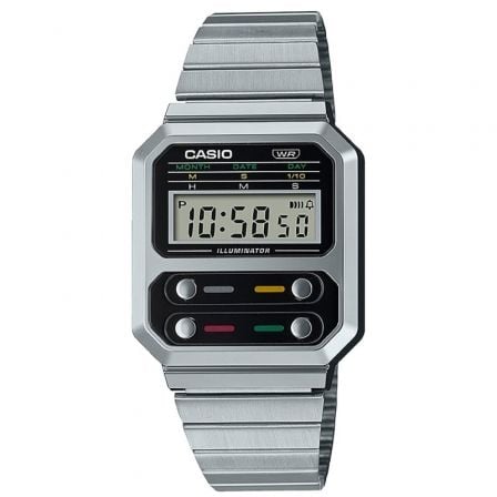 RELOJ DIGITAL CASIO VINTAGE ICONIC A100WE-1AEF/ 40MM/ PLATA Y NEGRO