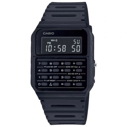 RELOJ DIGITAL CASIO VINTAGE EDGY CA-53WF-1BEF/ 43MM/ CON CALCULADORA/ NEGRO