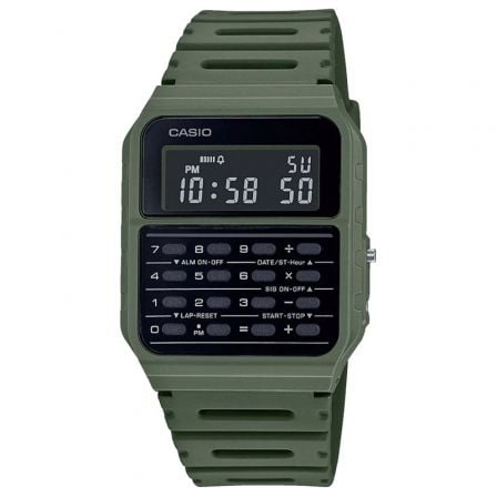 RELOJ DIGITAL CASIO VINTAGE EDGY CA-53WF-3BEF/ 43MM/ CON CALCULADORA/ VERDE