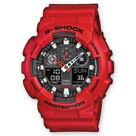 RELOJ ANALOGICO Y DIGITAL CASIO G-SHOCK TREND GA-100B-4AER/ 55MM/ ROJO