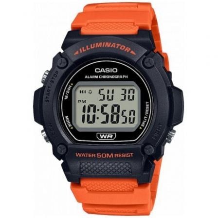 RELOJ DIGITAL CASIO COLLECTION MEN W-219H-4AVEF/ 48MM/ NARANJA Y NEGRO